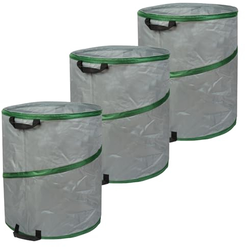 Schramm® 3 Stück Pop-Up Gartensäcke wählbar 85, 160 oder 280 Liter hellgrau sehr stabiles Polyester selbst aufstellend Gartensäcke Pop UP Garten Sack Säcke Big Bag, Größe:3 x 160 Liter