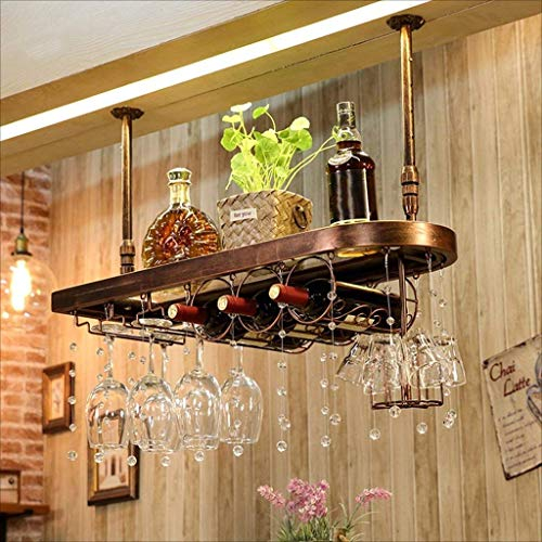 MAZAGE Bar Bar Weinbar Restaurant Weinglas Wein Umgedrehter Spind Eisen Retro Art + Weinregale aus Massivholz (C, 100 cm) Needed