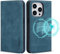 VISOUL Hülle für iPhone 15 Pro,Echt Leder Schutzhülle Schützt Kartenfach Magnetverschluss Stand klappbar handyhülle Handytasche Etui Case Blau