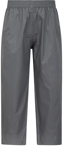 Mountain Warehouse Pakka Kids Waterproof Over Trousers - Taped Seams Rain Pants, Lightweight, Rip-Stop, Packaway Bag - for Autumn Winter, Walking, Travelling Grey Kids Size 3-4 Years