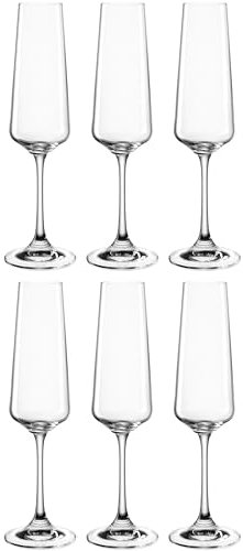 LEONARDO HOME Paladino 066309 Lot de 6 verres à champagne à pied tiré lavables au lave-vaisselle 220 ml