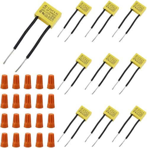 Acmerota 10 Stück 0.22uF 275V X2 Sicherheits Kondensatoren LED Entstörkondensator für Störungen bei LED-Beleuchtungslampen, High Density Leiterplattenbauteile