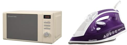 Russell Hobbs RHM2064C 20 Litre 800 W Cream Digital Heritage Microwave with 5 Power Levels & Supreme Steam Iron, Powerful vertical steam function