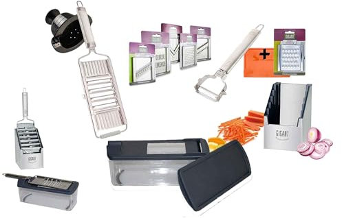 Gigant Hobel Mega Set mit Box Auffangbehälter 6 zusätzliche Einsätze und Schäler