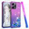 LeYi Glitter Hülle für Xiaomi Redmi 12 4G/5G Handyhülle mit 2*Hartglas Folie, Glitzer Flüssige Cover Bling Wasser Air Cushion Stoßfest Schutzhülle Case Handy Hüllen Mädchen Lila Blau