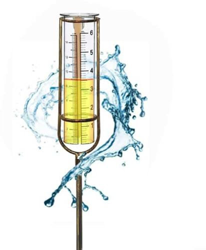 Pluviomètre résistant au gel - Outils de mesure - Grand nombre transparent - Décoration de jardin en plastique épais - Grand nombre transparent - Piquet en métal