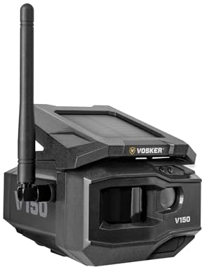 Vosker V150 3G/4G LTE Überwachungskamera + Basic Datenplan, KEIN WLAN | Solarpanel | Bewegungsaktivierte Fotos Überwachung auf Mobile App (KEIN Video) | IP65 | Inklusive SIM-Karte