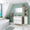 möbelando Badezimmer-Set >Verona< in Eiche/Weiß Hochglanz - 80x80x45 (BxHxT)