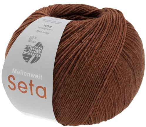 LANA GROSSA Meilenweit Seta | Sockengarn mit Seidenanteil, waschmaschinenfest | Handstrickgarn 55% Schurwolle (Merino), Polyamid, & Seide | 100g Wolle zum Stricken & Häkeln | 400m Garn FB47