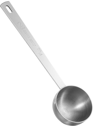 Cuillère à café - Cuillère doseuse à café - Cuillère à café - En acier inoxydable - Avec long manche - Réutilisable - Cuillère à café ronde - Pour mesure (30 ml)