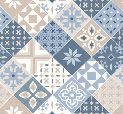 Wachstuchtischdecke Wachstuch in 1,4m Br. glatt Verschiedene Designs PVC Tischdecke Garten Küche Länge wählbar (Mosaico, 140cm x 180cm)