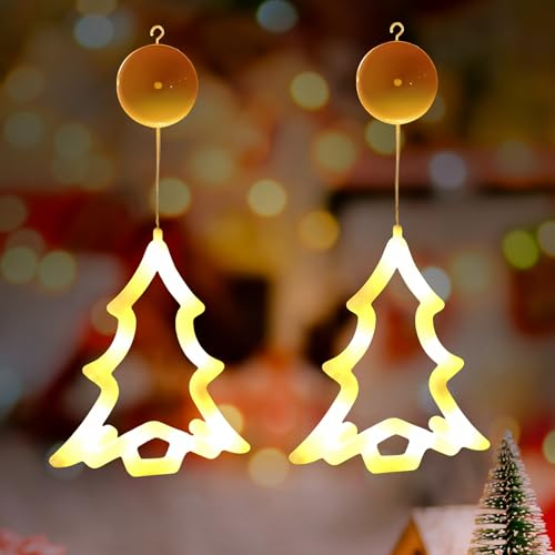 Weihnachtsbeleuchtung Fenster mit Saugnäpfe, Weihnachtsdeko Fenster LED Lampenperle Batterie Fensterlicht, 2 Modi Timer Weihnachten Deko Lichter für Weihnachten Beleuchtung Deko Party Hochzeit (C)
