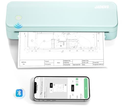 JADENS Impresoras portátiles inalámbricas para viajes, impresora térmica sin tinta, compatible con papel térmico de 8.5 x 11 pulgadas (verde)