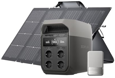 EF EcoFlow Générateur solaire DELTA 3 avec panneau solaire 220W, 500 W d'entrée PV, cellules LiFePO4, 1024 Wh de capacité, station électrique pour domestique, camping et RV