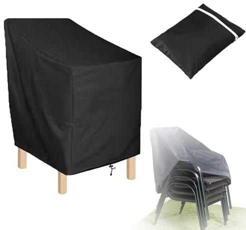 Housse Chaise Jardin, Housse Protection Salon De Jardin, Housse De Protection Fauteuil De Jardin, Housse Chaise Jardin Empilable Imperméable, Tissu Oxford 210d Imperméable, Anti-Uv/Pluie