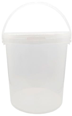 Tradineur - Cubo transparente de plástico con tapa y asa, apto para uso alimentario, hermético y estable, fabricado en España - 15 litros