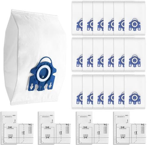 Vacuum Cleaner Bags for Miele Vacuum Cleaner, 18 Pcak 3D Efficiency Dust Bags Compatible with Miele Classic C1, Complete C2 C3, S400i, S600, S800, S2000, S5000, S8000 Series(18 Bags+8 Filters)