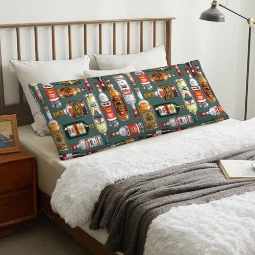 VOSERY Body Pillow Cover - Alcohol Bottles Long Body Pillow Cover with Zipper, Super Soft Body Pillow Pillowcase, Breathable 20x54 in Body Pillow Case Cover