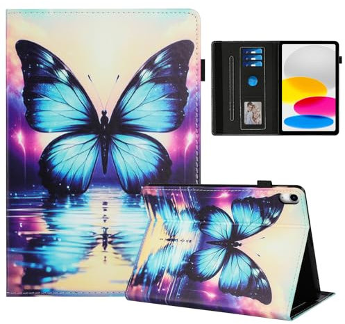 Rostsant Funda iPad 11/10 Generación 2025/2022 (11/10,9 Pulgadas) A16 PU Caso de Cuero Funda Tipo Cartera Carcasa para iPad 10 2022 10.9 Pulgadas Mariposa de Sombra