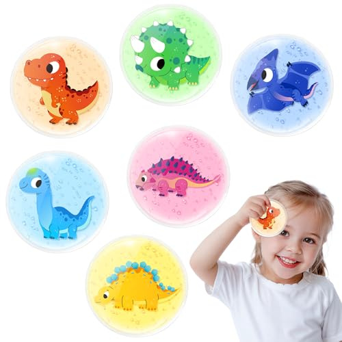 Comfytemp 6 Packs Dinosaur Kids Ice Pack for Injuries, Gel Cold Compress | Kid-friendly, Reusable Gel Ice Packs for Boo Boos, Toddlers & Children, Soothing Relief for Bumps, Bruises, Swelling, Fever