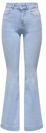 ONLY Damen Flared Fit Jeans Blau X_S/32 | Retro-Fit, ausgestellt, Casual, Bei max. 40 grad im schongang waschen