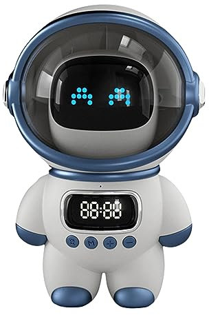 Qcwwy Intelligenter Sprach -KI -Lautsprecher, 6W HD Sound Smart Lautsprecher mit Uhr und Nachtlicht Geeignet für die Dekoration des Wohnzimmers Im Wohnzimmer Im Wohnzimmer Im (White)