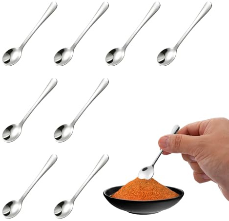 8Pcs Kleine Kaffeelöffel, Tiny kleine Löffel Edelstahl – Mini Größe 7,5 CM, Espressolöffel Klein, Gewürzlöffel, Edelstahl Mini Löffel, Fun Little Scoops, Kleine löffel für Gewürze, Salz, Teelöffel