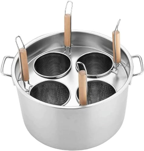 XNZJHPP Commercial Noodle Boiler Cooking Pots,Stainless Steel Pasta Pot with Strainer Insert, 3/4/5 Holes Pasta Cooker Insert Set,Pasta Pot with Strainer Lid Big Pot,