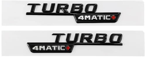 HOKOUPNZNT ABS Chrome Black Car Fender Badge AMG Turbo 4matic Emblem Logo for CLA 45 X156 A45 Turbo AMG Sticker Auto Accessories Abzeichen(Glossy Black 4maticP)