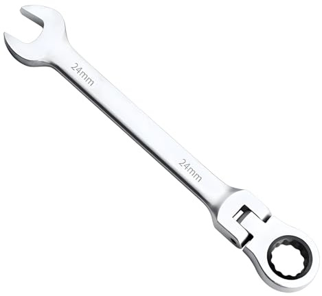 Foyscr Combination Ratchet Spanner, CRV Forged 24mm Wrench | Industrial Dual Purpose Design, Anti Slip Anti Bend Hand Tool