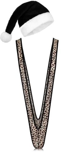 Hestya 2 Stück Borat Anzug Männer mit Mütze | Herren String Mankini, Mütze Weihnachten, V Sling String, Borat Tanga, Herren Sexy Thong Outfit für Männer, Cosplay