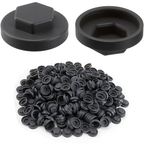 425Pcs Black Hex Roofing Screw 16mm Coverage Cover Caps 8mm Recess | M8 Hex Plastic Caps for Metal Roofing Screws Cladding Furniture and DIY Projects Universal Hex Nut