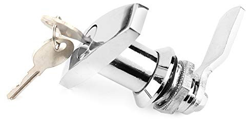 Keenso Caravan Canopy Rear Fixing T Handle Lock Tool, High Strength Box Garage Door Lock with Keys for Trailer Caravan Canopy Accessory (Bright Chrome)