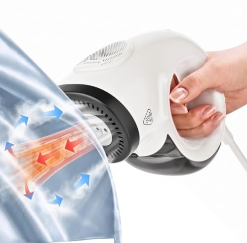 Vacuum Steamer for Clothes,2 in 1 Steaming & Ironing with 25s Fast Heat-Up | 2800Pa Optimal Suction Handheld Garment Steamer, Leak-Proof Portable Travel Iron with Base & Bag,Detachable Water Tank