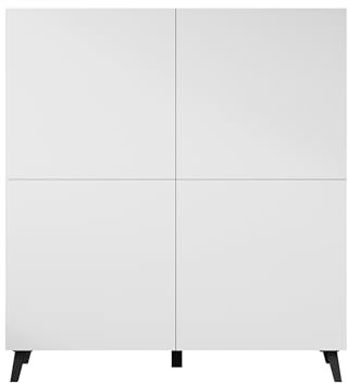 Mirjan24 Highboard Parsea 120 mit 4 Türen, Komodenschrank viel Stauraum für Wohnzimmer oder Schlafzimmer, Diele, Flur, Kommode, Mehrzweckschrank, Sideboard (Weiß)
