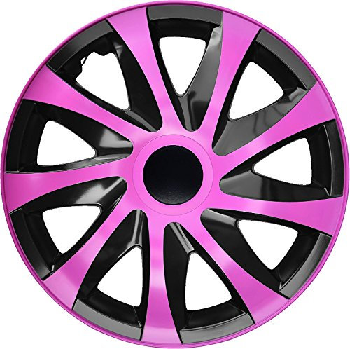 PP 4-er Set Radkappen Radzierblenden Draco CS 13 Zoll 13'' schwarz pink Black pink