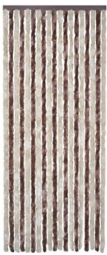 Festnight Rideau de Porte en Tissu Chenille Brun et Beige 90 x 220cm