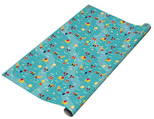 Herz & Heim® Persönliches Geburtstag Geschenkpapier mit Ihrem Wunschnamen bedruckt Luftballons