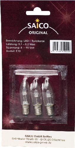 Rudolphs Schatzkiste Ersatzlampe/Riffelkerze für 30-flammige Lichterbögen/Ketten, E10 Fassung 8V,3W,3er-Blister NEU Birnen Schwibbogen Lichterbogen Leuchterbogen