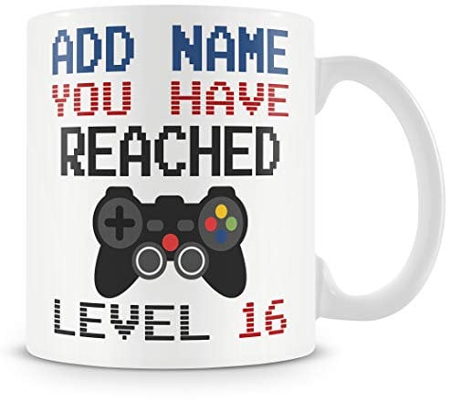16th Birthday Gamer Gift - Personalised Mug/Cup - Add Name - Video Game Design