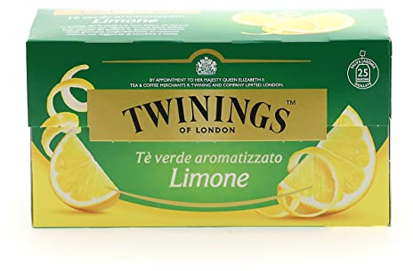 Twinings, Tè Verde Aromatizzato al Limone, Gusto Rinfrescante, Infusi e Tisane, 1 Confezione da 25 Filtri