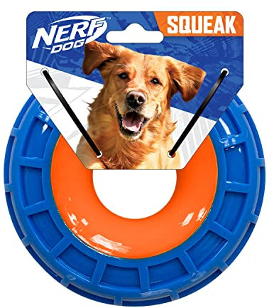 Nerf Dog 15,2 cm TPR EXO Quietschring – Blau/Orange