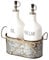 Your Heart's Delight Ceramic Oil and Vinegar Cruets Set with Galvanized Caddy