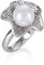 namana Verstellbarer Silber Perlenring für Damen, Großer Cocktailring Mit Kunstperle, Statement-Ring im Blumendesign Mit Filigranen Details, Matte Ringe