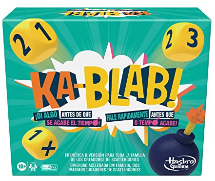 Hasbro Gaming Juego KaBlab, para familias, niños y Adolescentes de 10 años en adelante, Juego para 2 a 6 Jugadores, De los Creadores de Scattergories, Multicolor