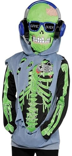amscan 8406713 - Disfraz de jugador zombi Hoddie con temática de Halloween, multicolor