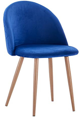 SAM Esszimmerstuhl Lilly in Blau, Stoffbezug aus Samt, Metallbeine in eichenfarbiger Optik, pflegeleichter Designer-Stuhl, Polsterstuhl im skandinavischen Stil, Retro-Design für & Esszimmer