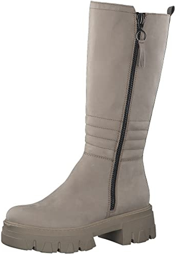 Marco Tozzi Damen 2-2-25600-29 Langschaft Leder Stiefeletten Kniehoch, Taupe Nubuk, 41 EU