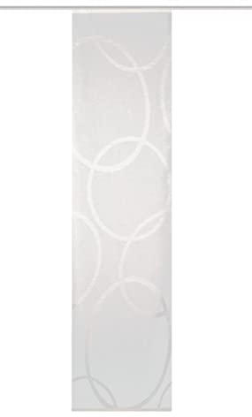 HOME WOHNIDEEN 84990 Transparente Schiebegardine PINALO, Leinenvoile mit blickdichtem Motiv, Scherli-Motiv, in 2 Größen und 2 Farben (225 x 60 cm, wollweiß)