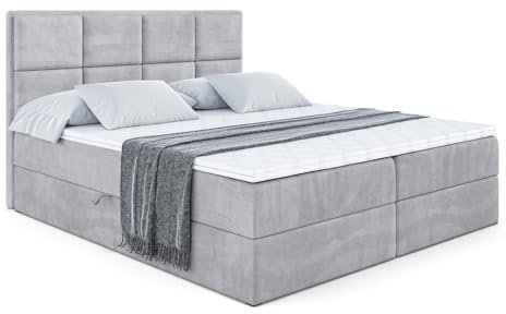 ALTDECOR Boxspringbett mit H3-Matratze NOVA - 140x200 - Grau